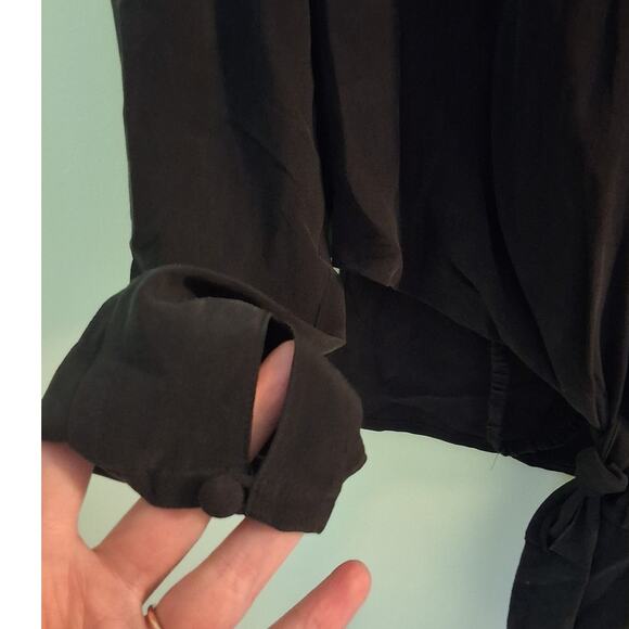 VINTAGE Anne Pinkerton 1980s Black Open Wrap Cardigan Blouse Size Medium - Picture 4 of 10
